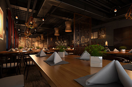 汕头简约大气中式风格餐厅设计装修效果图