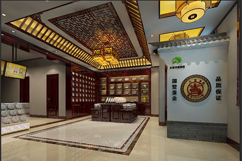汕头古朴典雅的中式茶叶店大堂设计效果图