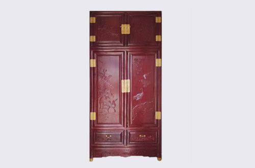 汕头高端中式家居装修深红色纯实木衣柜