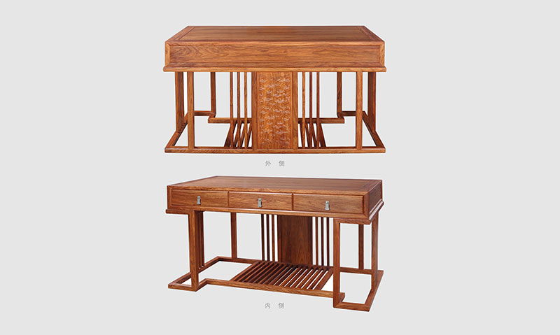 汕头 别墅中式家居书房装修实木书桌效果图